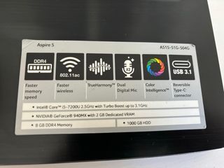 Portátil Acer Aspire A515-51G-504G 8GB RAM