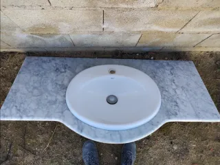 Lavabo Roca Mármol Gris y blanco