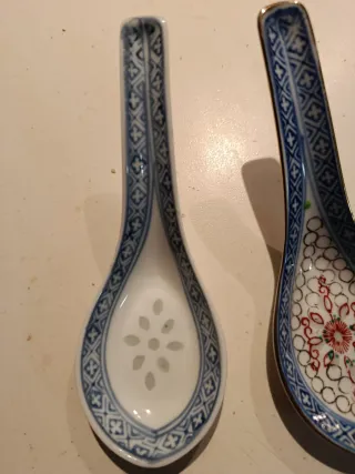 Coppia cucchiai porcellana cinese vintage