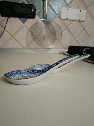 Coppia cucchiai porcellana cinese vintage