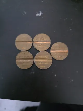 Lote 5 tokens telefónicos antiguos