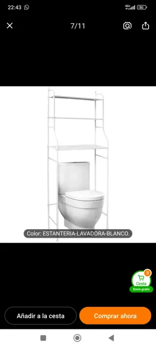 Estantería para lavadora blanca