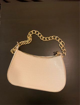 Borsa a spalla bianca con catena oro