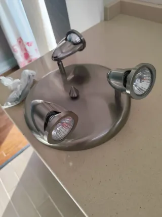 Lámpara de techo 3 focos plateada