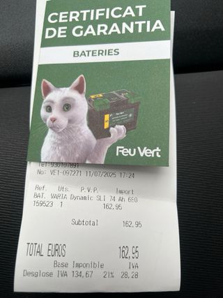 Batería Varta Dynamic SLI 12V 74Ah