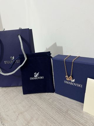 Collar Swarovski Cisne Dorado y Rosa