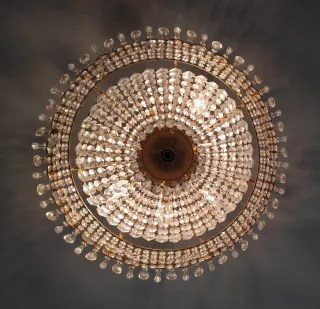 Lámpara Araña Antigua Cristal y Metal