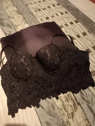 Top encaje negro mujer talla S