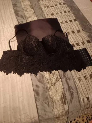 Top encaje negro mujer talla S