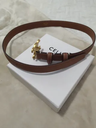 Cintura Celine Marrone Fibbia Dorata