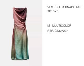 Vestido Zara Satén Midi Tie Dye Talla M