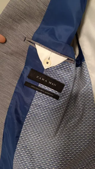 Traje Zara Gris y Azul Talla M
