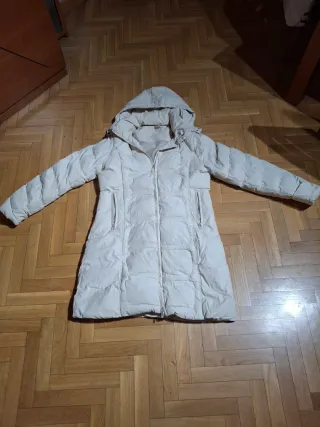 Abrigo acolchado plumífero beige/blanco XL
