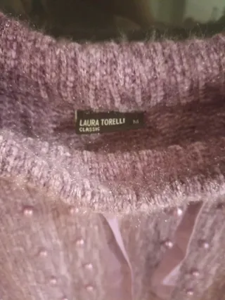 Blusa Morada con Detalles Perla y Cinta