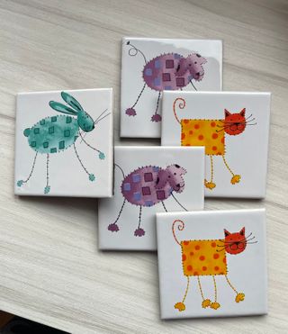 Juego 5 Tazas Café con Dibujos