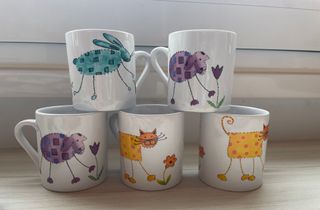 Juego 5 Tazas Café con Dibujos