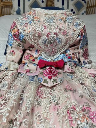 Traje Fallera Niña Rosa Talla 9-10 + Zapatos 38