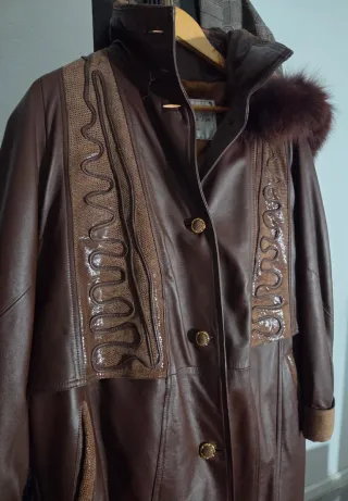 Chaquetón Piel Vintage Marrón Talla 46-48 Nuevo