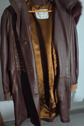 Chaquetón Piel Vintage Marrón Talla 46-48 Nuevo