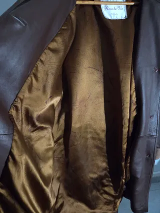 Chaquetón Piel Vintage Marrón Talla 46-48 Nuevo