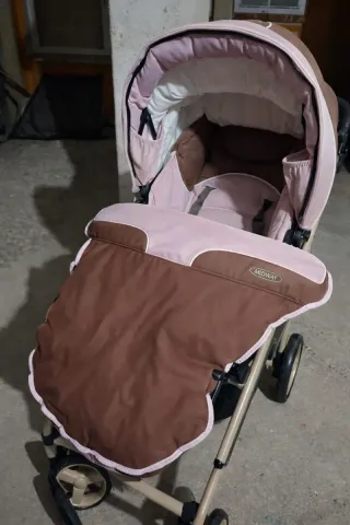 Cochecito Bebecar Marrón y Rosa