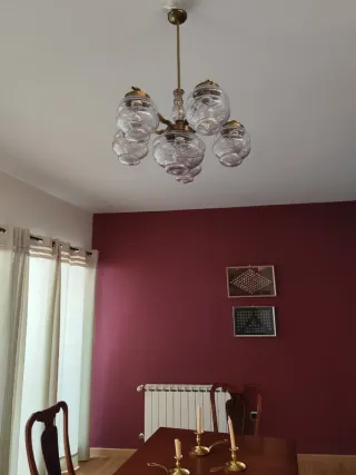 Lámpara de techo antigua cristal y metal