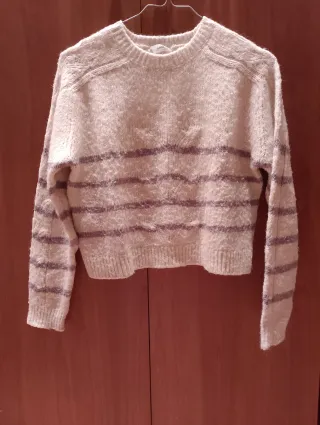 Jersey de rayas morado y blanco