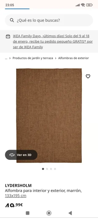 Alfombra LYDERSHOLM Ikea Marrón 133x195cm