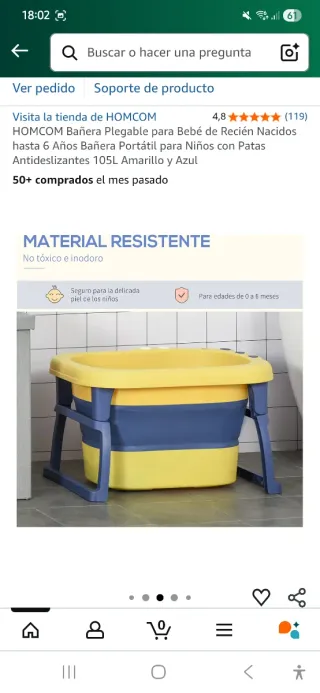 Bañera Bebé Homcom Plegable