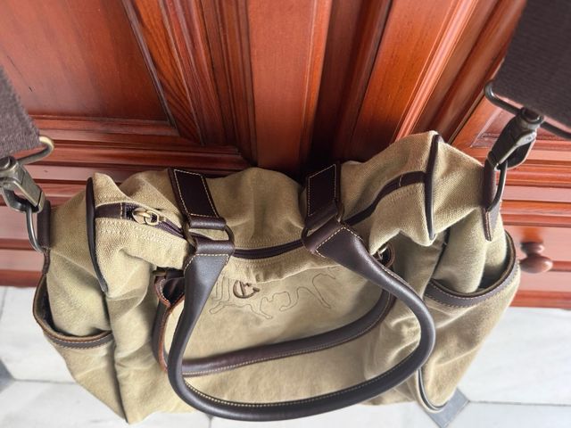 Bolso grande de lona con bordado de toro