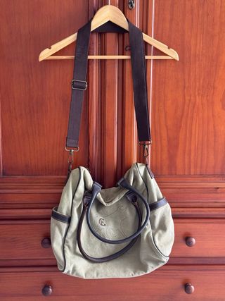 Bolso grande de lona con bordado de toro