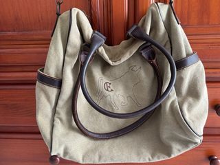 Bolso grande de lona con bordado de toro