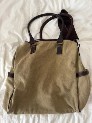 Bolso grande de lona con bordado de toro