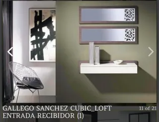 Mueble entrada suspendido con cajón y 2 espejos