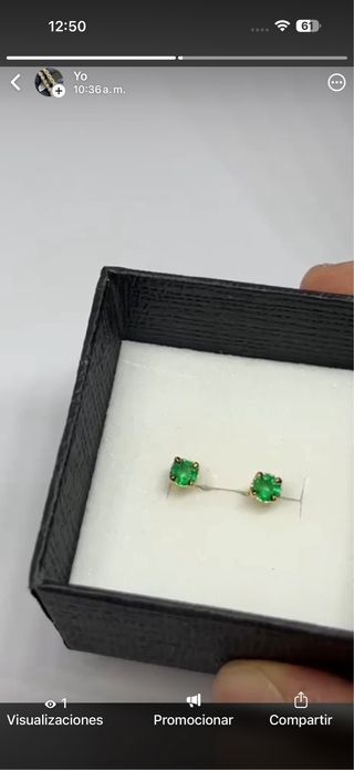 Pendientes de oro 18k con esmeraldas de alta calid