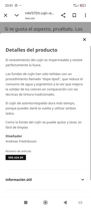 2 Cojín asiento exterior IKEA HAVSTEN