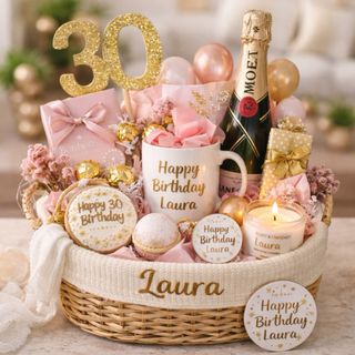 Cesta personalizada cumpleaños, boda, nacimiento..