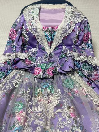 Traje Niña Fallera Morado Flores Encaje