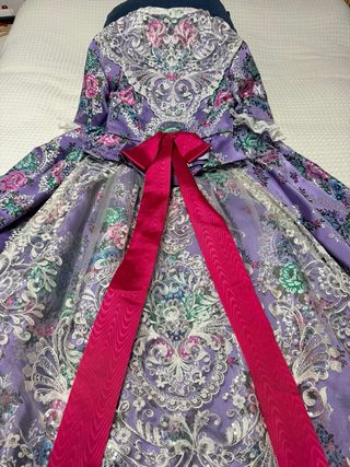 Traje Niña Fallera Morado Flores Encaje