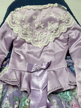 Traje Niña Fallera Morado Flores Encaje