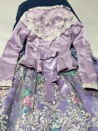 Traje Niña Fallera Morado Flores Encaje
