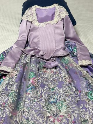 Traje Niña Fallera Morado Flores Encaje