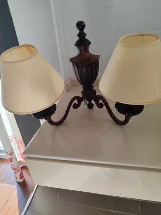 Lámpara de pared 2 focos madera y metal