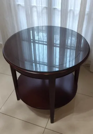 Mesa redonda Winsome cristal y madera