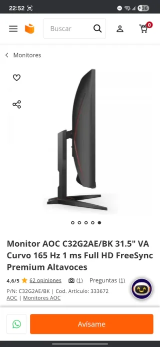 Monitor Curvo Gaming AOC