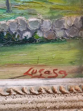 Pintura al óleo paisaje pueblo