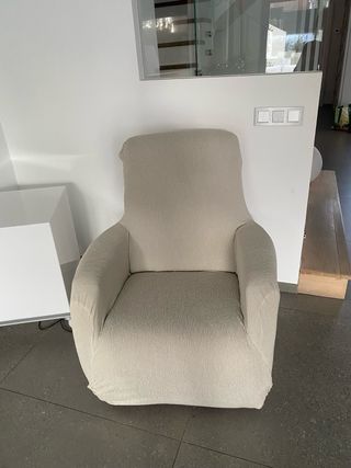 Funda para sillón de tela beige/gris
