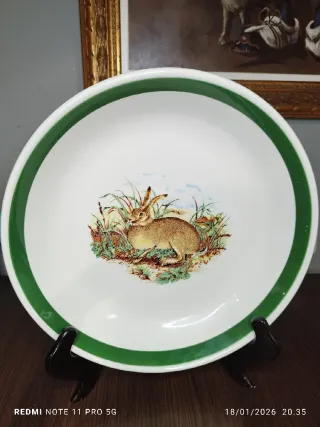 Palangana in porcellana vintage con coniglio