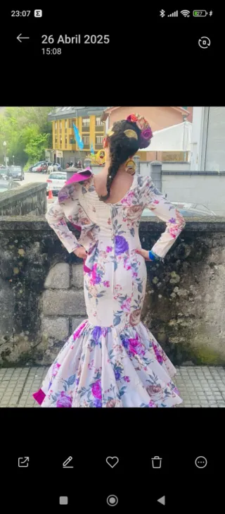 Vestido Flamenco Beige Multicolor