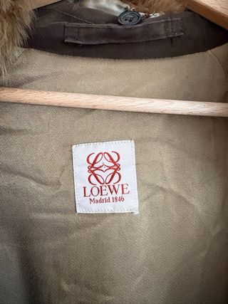 Abrigo vintage Loewe Marrón con Cuello de Pelo